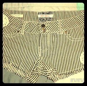 Pinstripe jean shorts